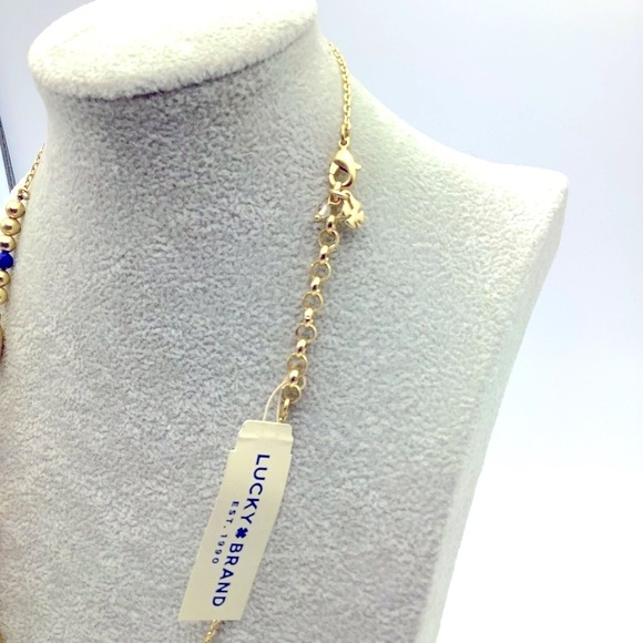 Lucky Brand Gold and Blue Lapis Beaded Necklace - Picture 3 of 3